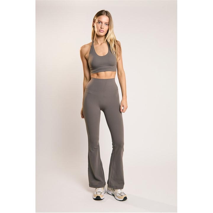 Agon Women's Green Signature Khaki Flare Leggings in Size 12, Sports Direct