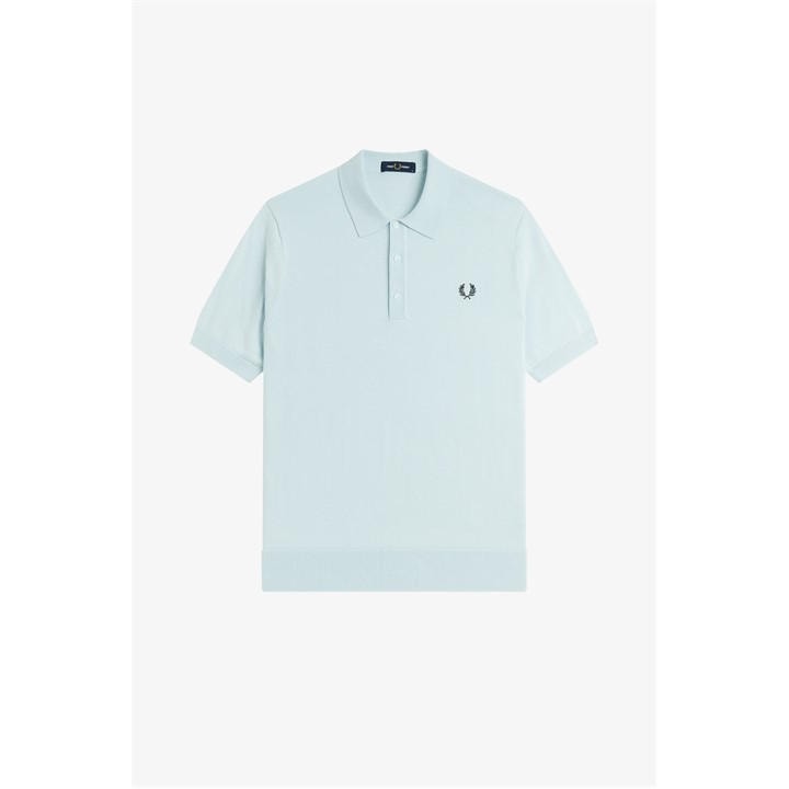 Fred Perry Men's Blue Knitted Short Sleeve Polo Shirt in Size L, Sports Direct