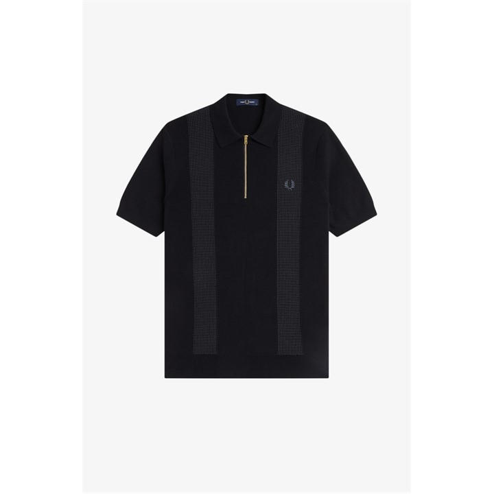 Fred Perry Men's Black Knitted Short Sleeve Polo Shirt in Size XL, Sports Direct
