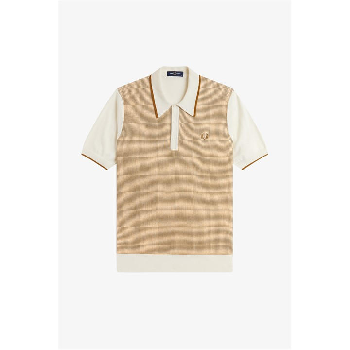Fred Perry Men's White Knitted Short Sleeve Polo Shirt in Size M, Sports Direct