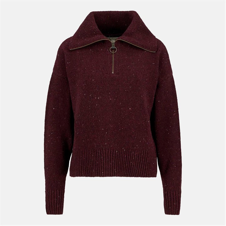 Barbour Women's Red Lavensale Half Zip Jumper in Size 16, Sports Direct