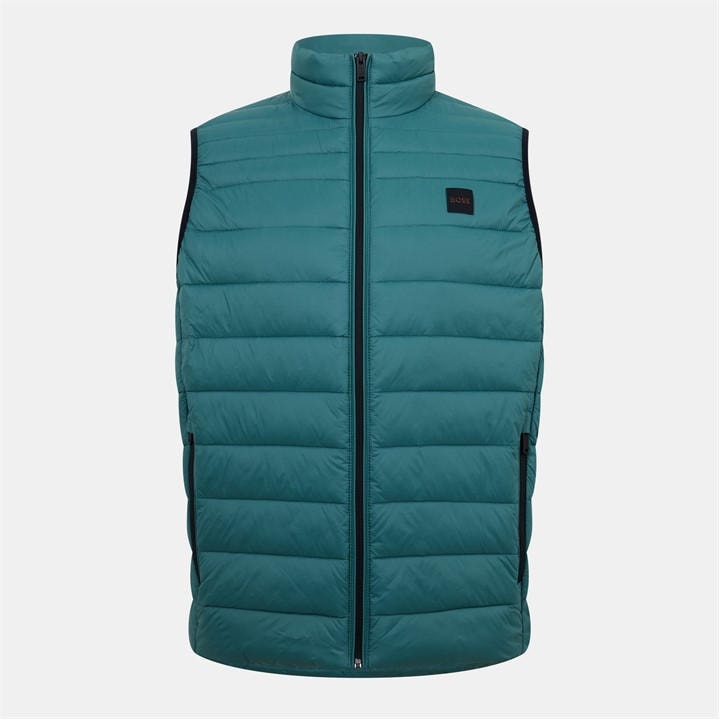 Boss Men' Green Orange Padded Lightweight Gilet - Tailored Fit (Odeno) in Size S, Sports Direct