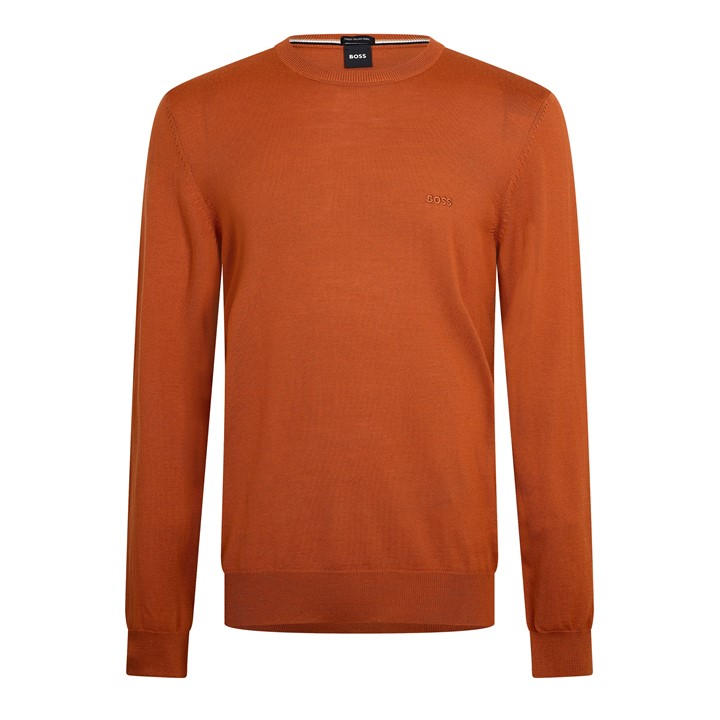 Boss Men's Orange Botto Black Knitted Crew Neck Jumper in Size L, Sports Direct