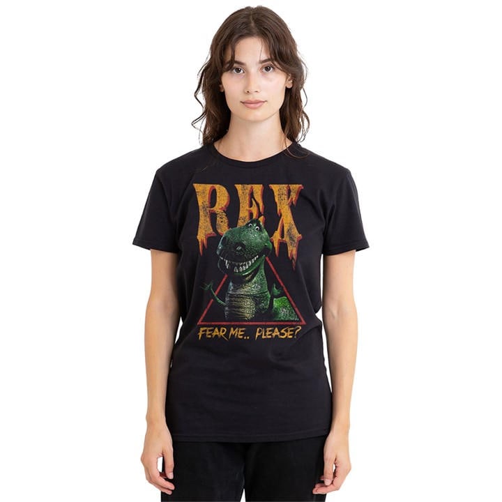 Disney Women's Black Toy Story Rex Fear Me T Shirt, Sports Direct
