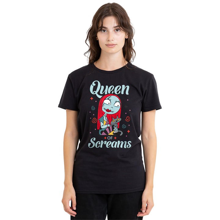 Disney Women' Black The Nightmare Before Christmas Queen Sally T-Shirt in Size S, Sports Direct
