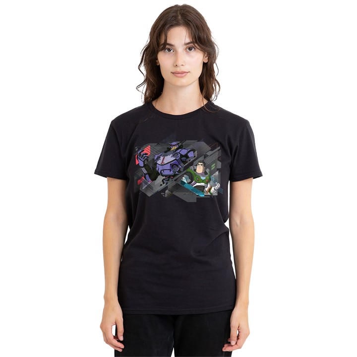 Disney Women's Black Lightyear Emperor Zurg And Buzz Lightyear T-Shirt in Size M, Sports Direct