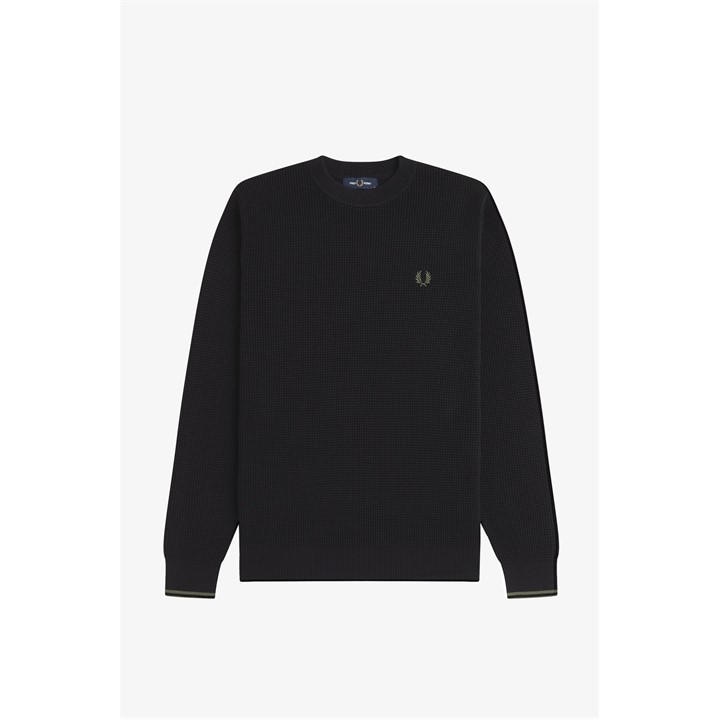 Fred Perry Men' Black Fred Waff Jumper Sn64 in Size S, Sports Direct