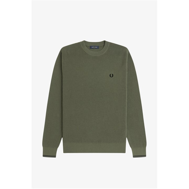 Fred Perry Men's Green Fred Waff Jumper Sn64 in Size M, Sports Direct