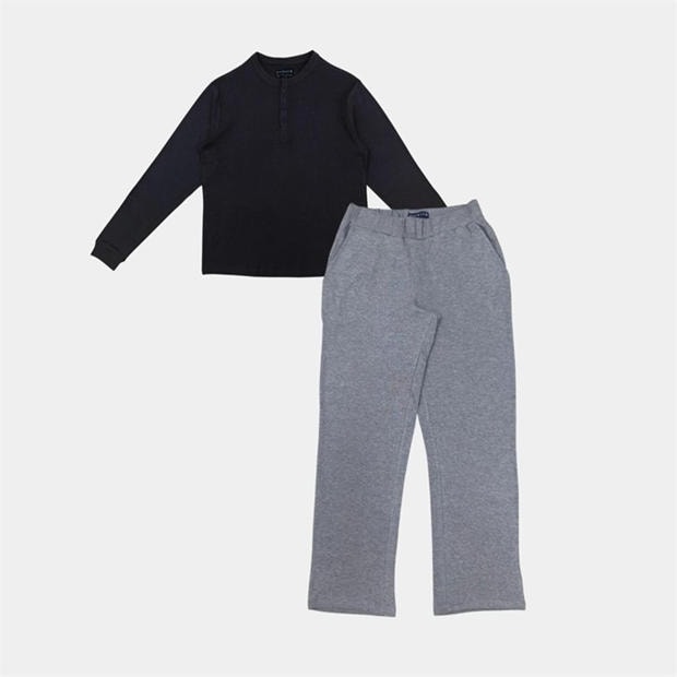 Charcoal Plain - Howick - Men's 3 Button Cotton Long Sleeve Pyjama Sets