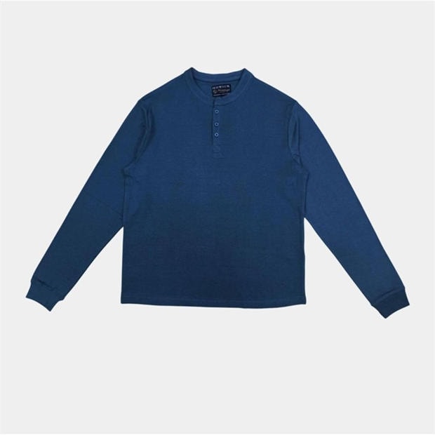Blue Plain - Howick - Men's 3 Button Cotton Long Sleeve Pyjama Sets