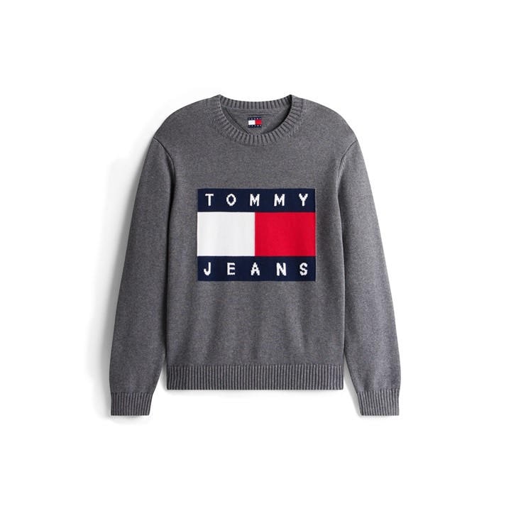 Tommy Jeans Men's Black Flag Crew Neck Jumper in Size M, Sports Direct