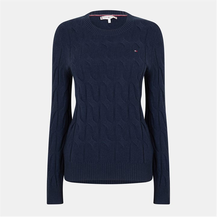 Tommy Hilfiger Women's Blue Cable Knit Jumper in Size 12, Sports Direct