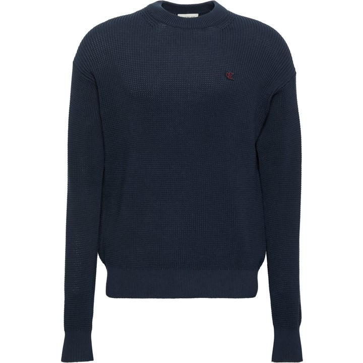 Calvin Klein Jeans Men's Blue Ckj Waffle Crew Neck Jumper in Size XL, Sports Direct