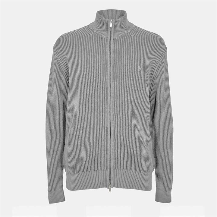Jack Wills Men's Grey Rib Zip Funnel Cardigan Sweaters in Size XL, Sports Direct