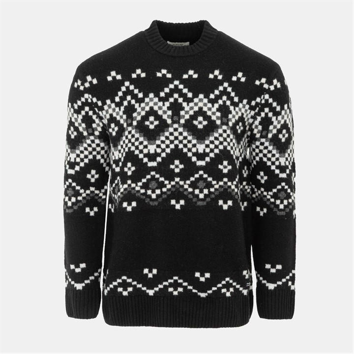 Firetrap Men' Black Pattern Crew Jumper in Size S, Sports Direct