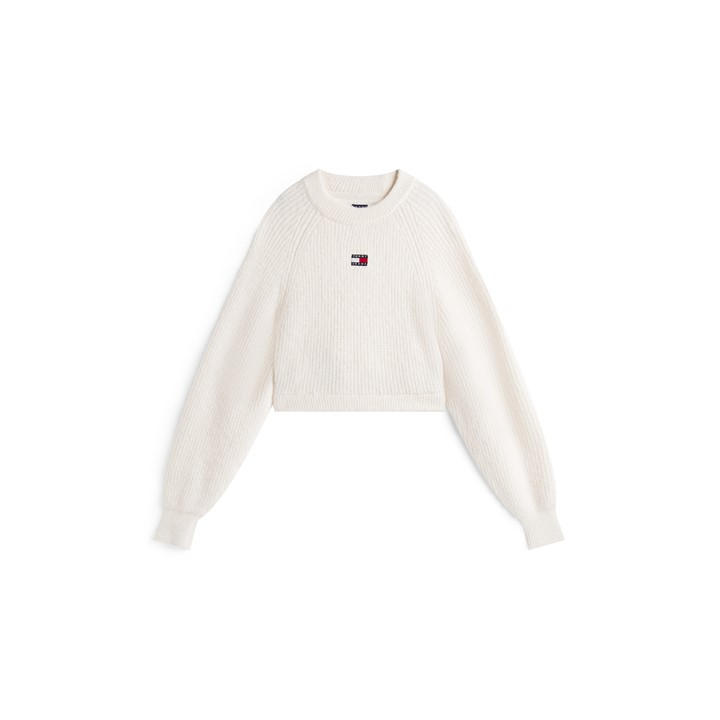 Tommy Jeans Women's Ancient White Badge Crew Neck Ribbed Collar Long Sleeve Sweater - 12 (M) - Image 3