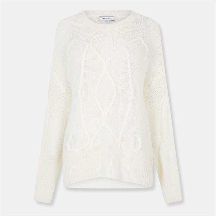 Jack Wills Women's Cream Loose Knit Crew Neck Jumper in Size 10, Sports Direct