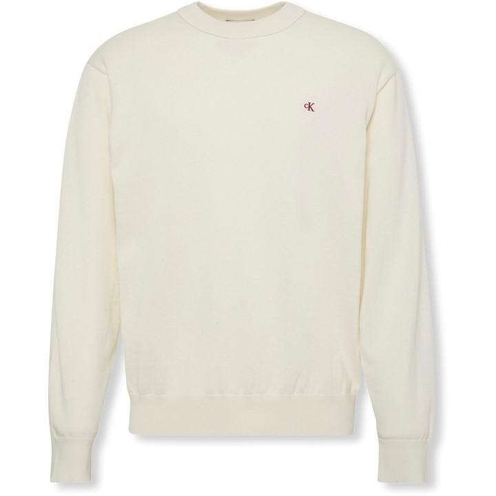 Calvin Klein Jeans Men's White Monogram Crew Neck Jumper in Size L, Sports Direct