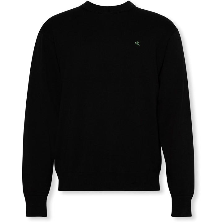 Calvin Klein Jeans Men's Black Monogram Crew Neck Jumper in Size 2XL, Sports Direct