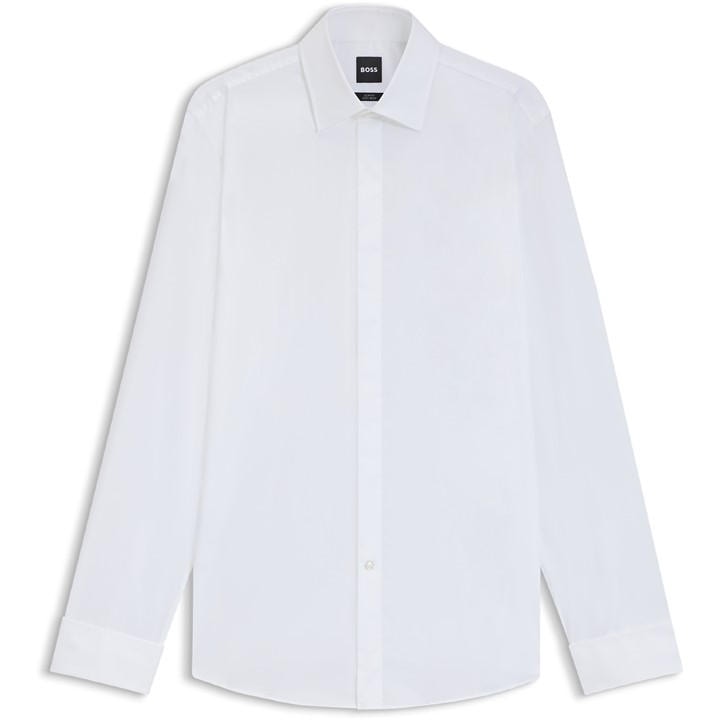 Boss Men's White Long Sleeve Plain Shirt in Size 42, Sports Direct