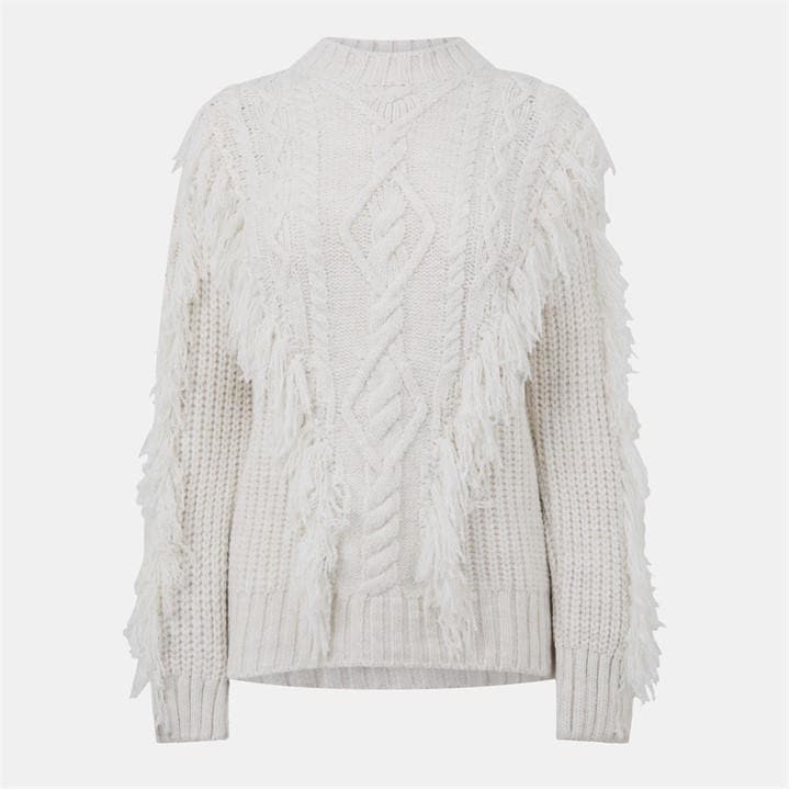 Nobodys  Women's Beige Cable Crew Neck Jumper in Size 10, Sports Direct