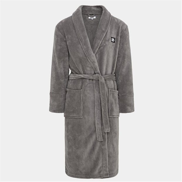 Charcoal - DKNY - DKNY Mens Fleece Robe Trash Pandas