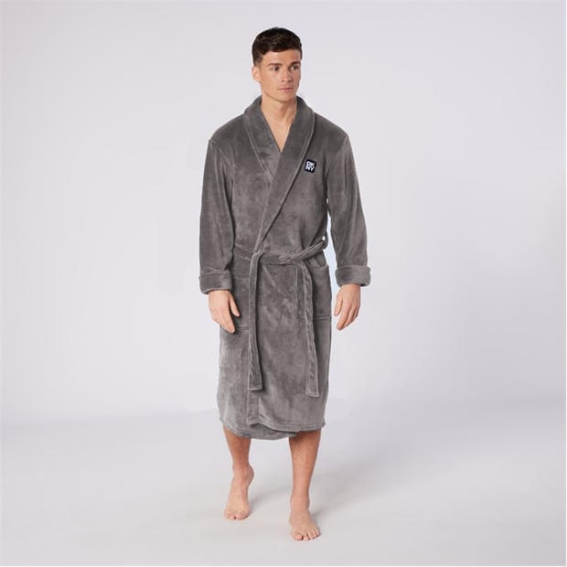 Charcoal - DKNY - DKNY Mens Fleece Robe Trash Pandas