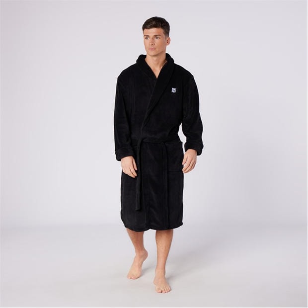 Melns - DKNY - DKNY Mens Fleece Robe Trash Pandas