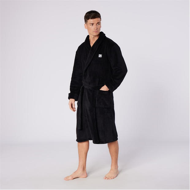Melns - DKNY - DKNY Mens Fleece Robe Trash Pandas