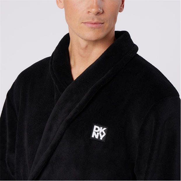 Melns - DKNY - DKNY Mens Fleece Robe Trash Pandas