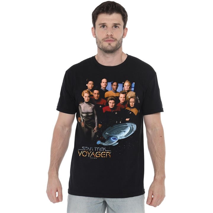 Star Trek Men's Black Voyager Crew T Shirt in Size 5XL, Sports Direct