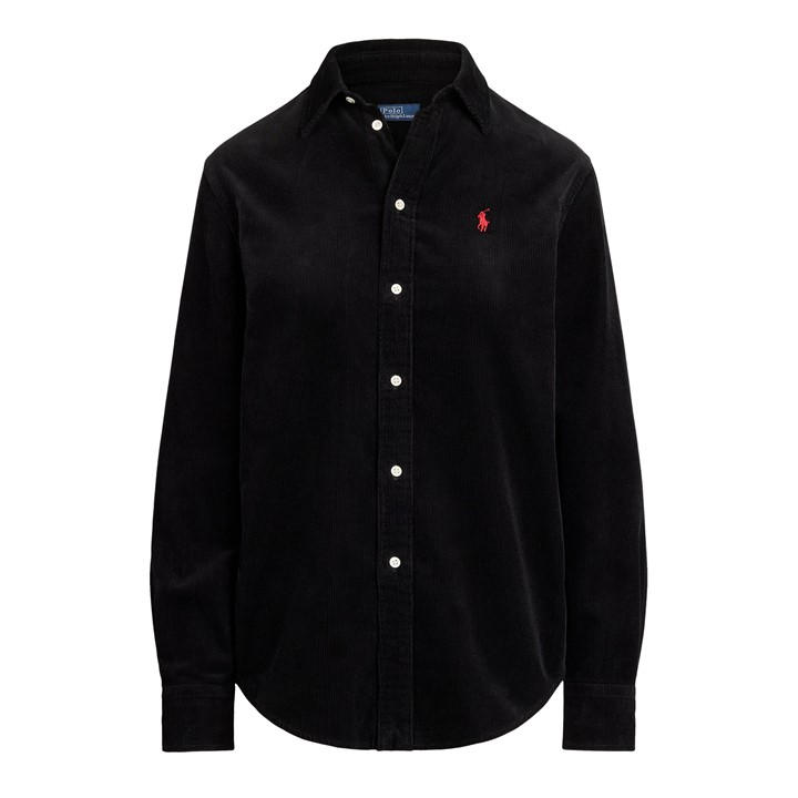 Polo Ralph Lauren Women's Black Cord Long-Sleeve Plain Shirt in Size 8, Sports Direct