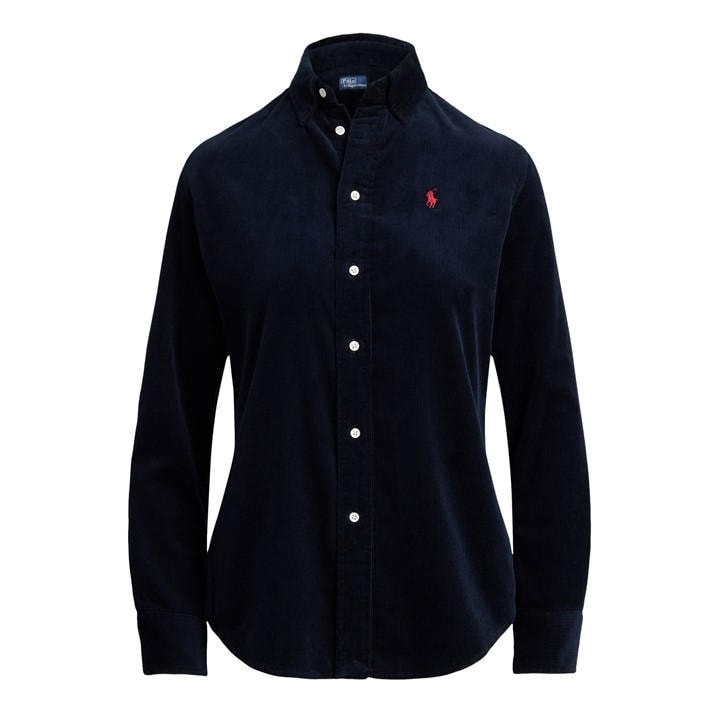 Polo Ralph Lauren Women's Blue Cord Long-Sleeve Plain Shirt in Size 10, Sports Direct