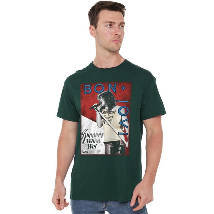 Bon Jovi Men's Black 86 Tour T Shirt in Size 4XL, Sports Direct