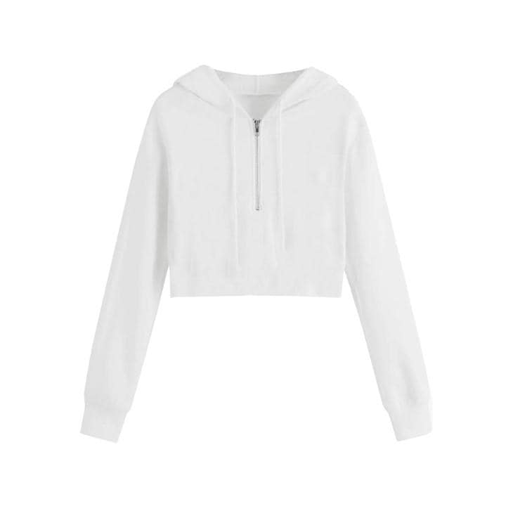 Miso Women's White Cropped Hoodie in Size 14, Sports Direct