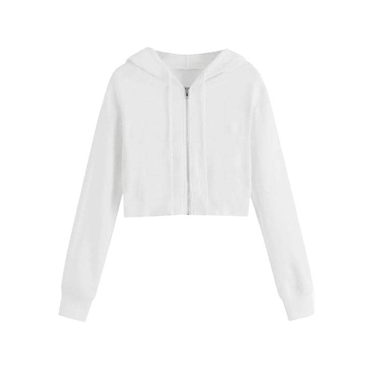 Miso Women's White Cropped Hoodie in Size 14, Sports Direct