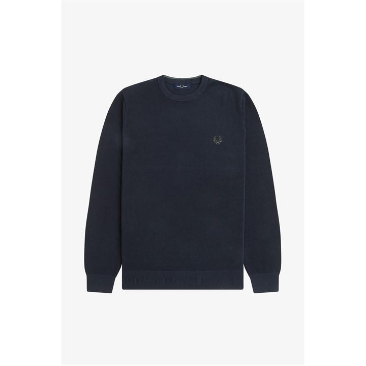 Fred Perry Men's Blue Pique Crew Neck Jumper in Size M, Sports Direct