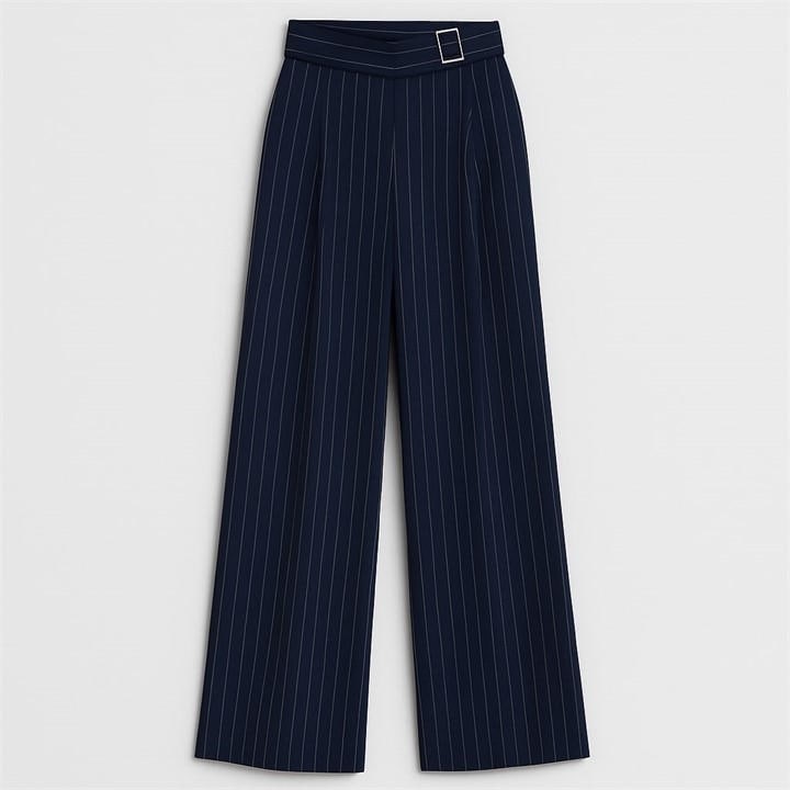 I Saw It First Women's Blue Pinstripe Wide Leg Trouser in Size 12, Sports Direct