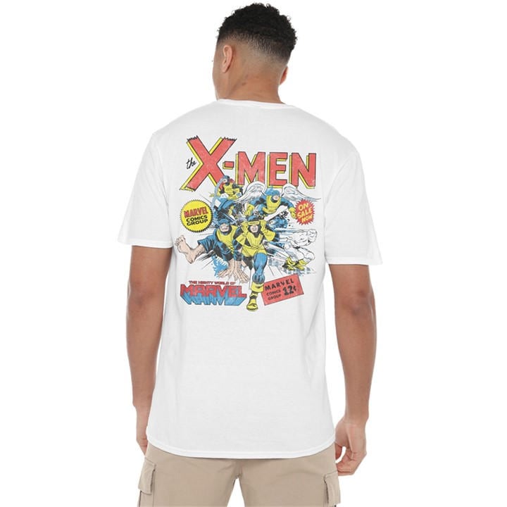 Marvel Men's White X Retro Team On Sale Now Back T-Shirt in Size 4XL, Sports Direct