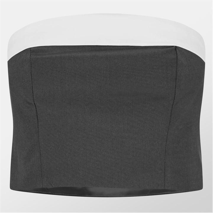 Missy Empire Women's Grey Satin Fold Over Bandeau Top in Size 10, Sports Direct