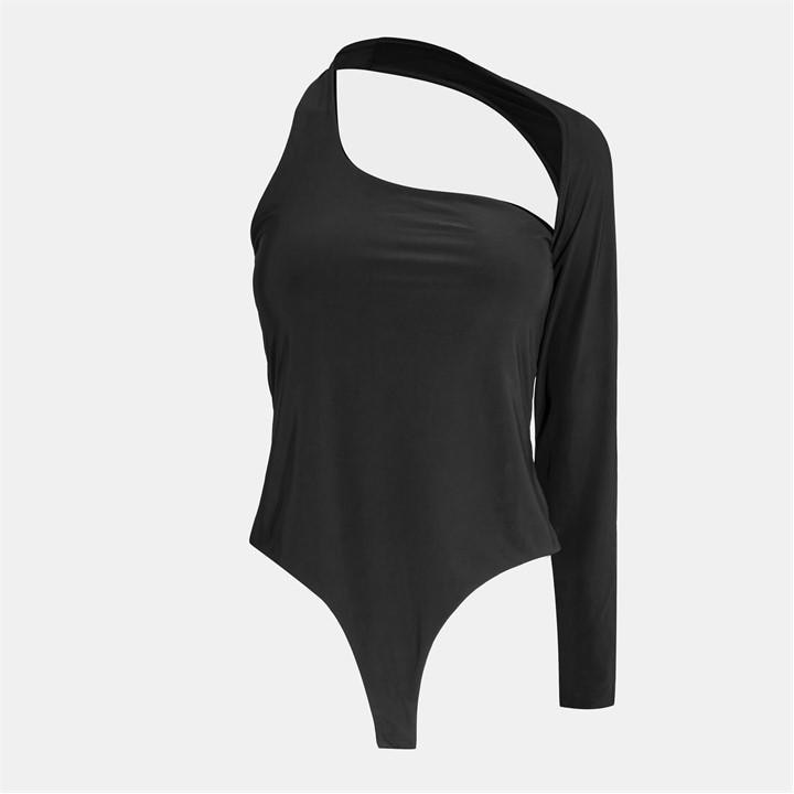 Missy Empire Women's Black One Sleeve Slinky Bodysuit in Size 14, Sports Direct
