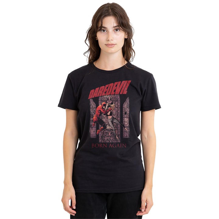 Marvel Women's Black Daredevil Born Again Comic Cover T-Shirt in Size M, Sports Direct