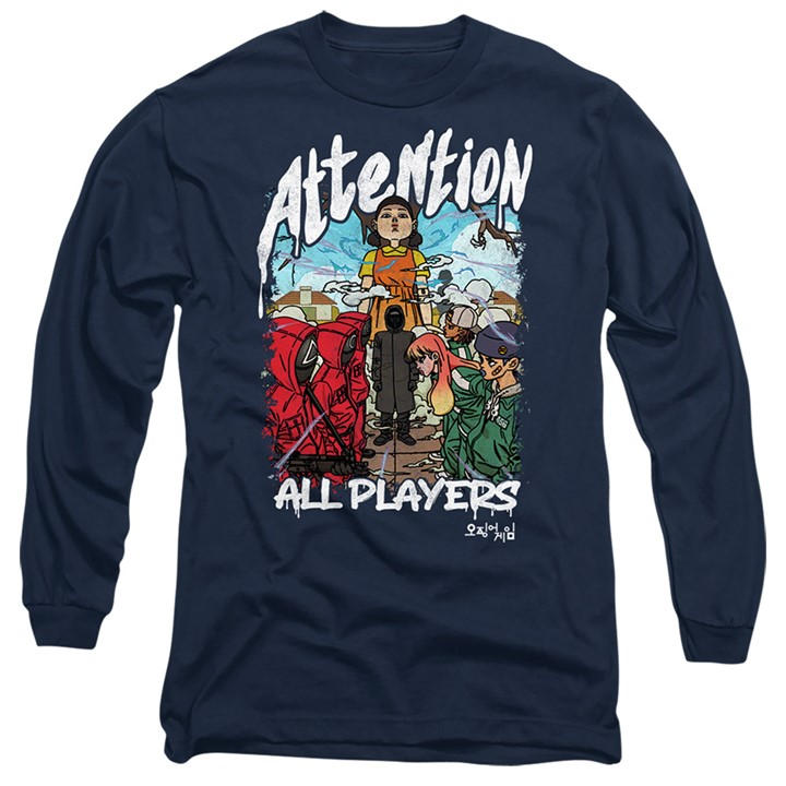 Squid Game Men's Blue - Season Three Attention Anime Long Sle in Size 2XL, Sports Direct