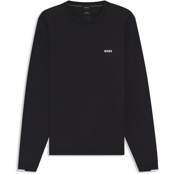 Boss Men's Blue Green Crew Neck Jumper With Logo Detail in Size L, Sports Direct