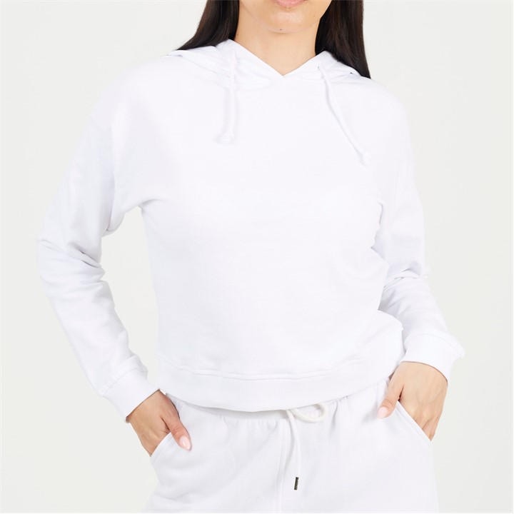 Brave Soul Women's White Cropped Hooded Sweatshirt in Size 8, Sports Direct