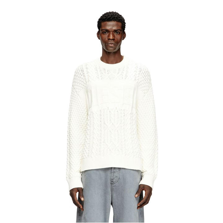 Diesel Men's White Crew Neck Jumper in Size XL, Sports Direct