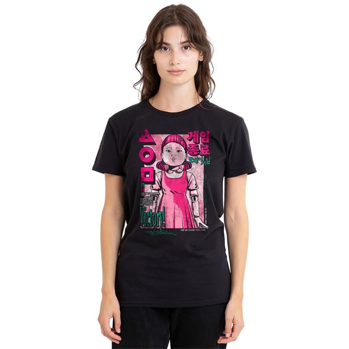 Squid Game Women's Black Younghee Comic Anime T Shirt Bl, Sports Direct