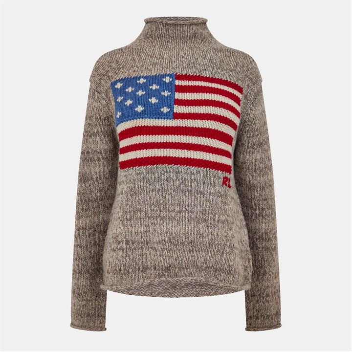Polo Ralph Lauren Women's Beige Flag Knitted Crew Neck Jumper in Size 10, Sports Direct
