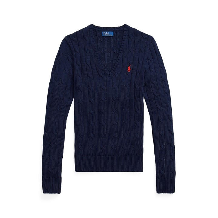 Polo Ralph Lauren Women's Blue Kimberly Cable Knit Jumper Size 8