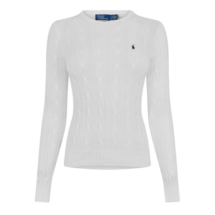 Polo Ralph Lauren Women's White Cable-Knit Jumper in Size 8, Sports Direct